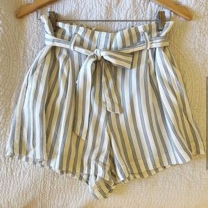 LOFT Blue and White Tie Waist Shorts